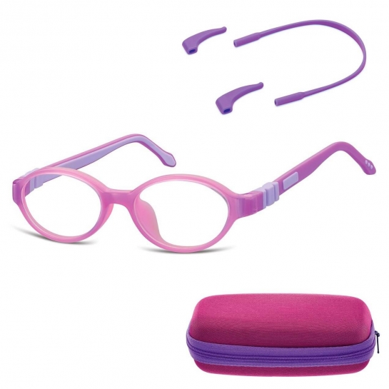 Elastyczne dziecięce oprawki okularowe zerówki owalne + gumka Sunoptic K4 fioletowe